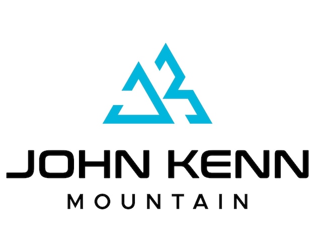 JK 문자 모노그램 산악 스포츠 로고 디자인