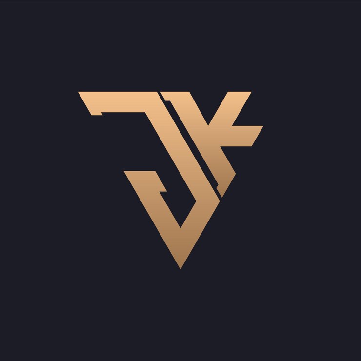 Vector jk logo design moderne minimal elegant en luxus jk logo sleek driehoek monogram letter jk logo design voor brand corporate business identiteit
