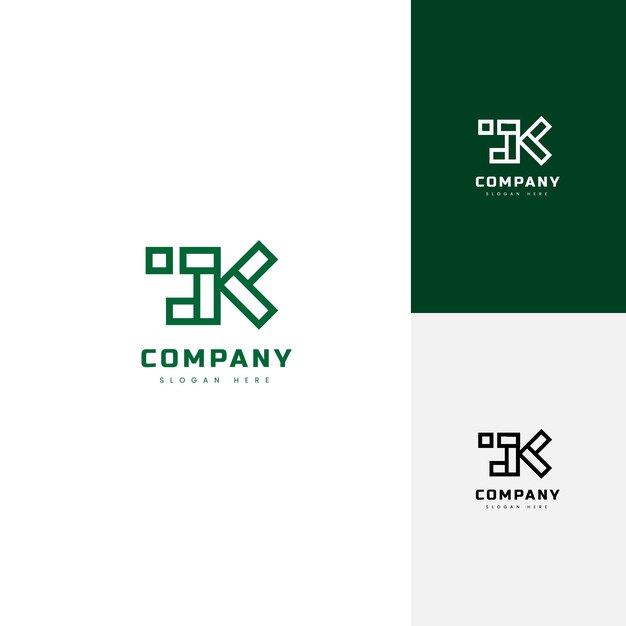 JK logo letter abstract combination pixel cubic line style for brand company