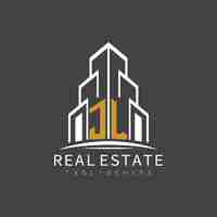Vector jl initial monogram logo for real estate with building shape creative design
