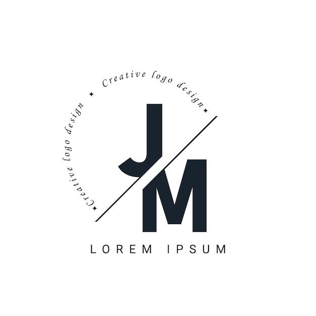 JM Letter Logo Design met een Creative Cut Creatief logo ontwerp