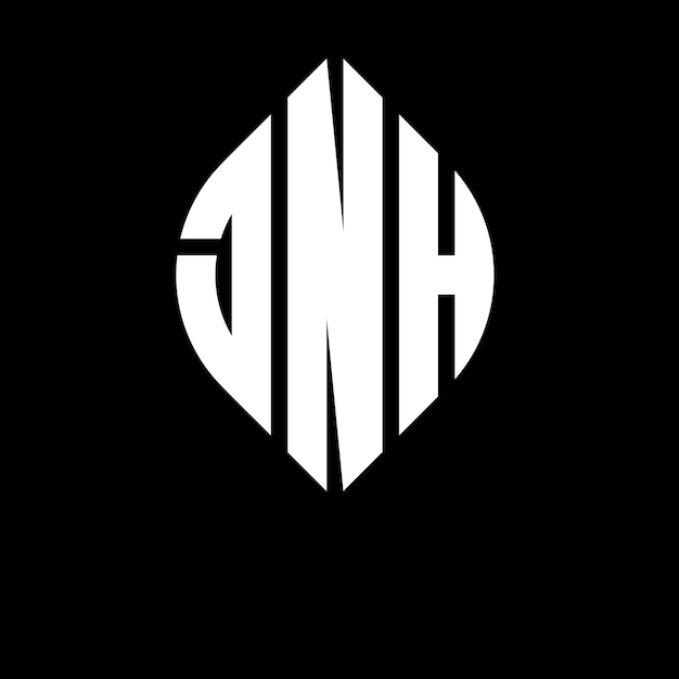 Вектор Дизайн логотипа jnh с круговой буквой в форме круга и эллипса jnh эллипсовые буквы с типографическим стилем три инициалы образуют логотип круга jnh круг эмблема абстрактная монограмма письмо марка вектор