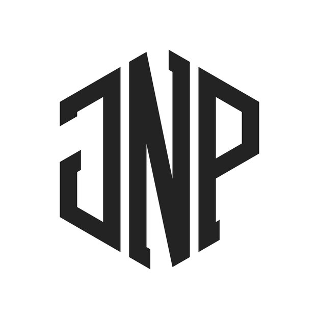 JNP ロゴ デザイン イニシャルレター JNP モノグラム ロゴ ヘクサゴン形