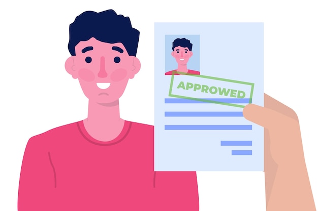 Job application approved document paper. illustration