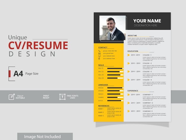 Job application curriculum template design.