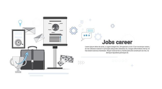 Job Career Professional Occupation Web Banner dunne lijn vectorillustratie