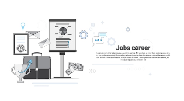 Job Career Professional Occupation Web Banner Thin Line Vector Illustration