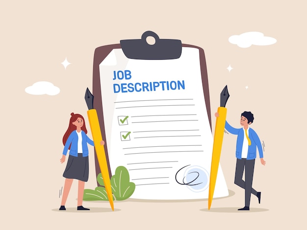 Job description concept Qualification and requirement for job position working scope document