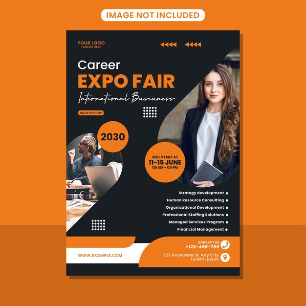 Vector job fair career expo event promotion poster flyer design template