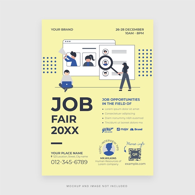 Job Fair Recruitment Flyer Template in Vector