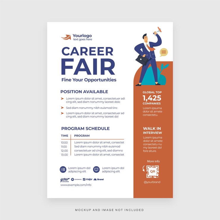 Vector job fair werving flyer template in vector