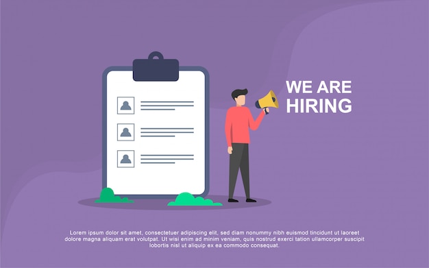 Job hiring illustration concept with people character