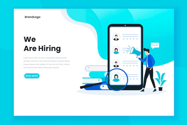 Vector job hiring landing page illustration concept