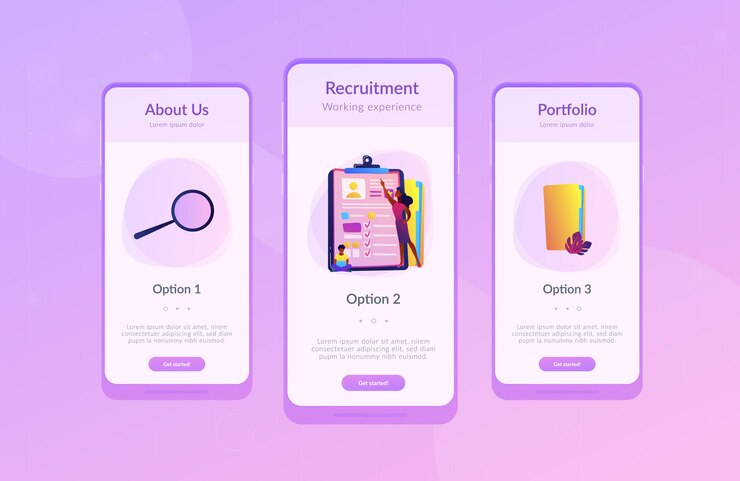 Vector job interview app interface template.