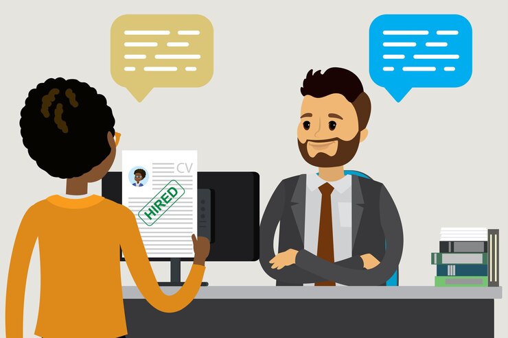 Vector job interview job search concept human resources vector illustration