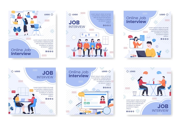 Job Interview Meeting and Candidate of Employment or Hiring Ig Post Template Flat Illustration Editable of Square Background for Social Media