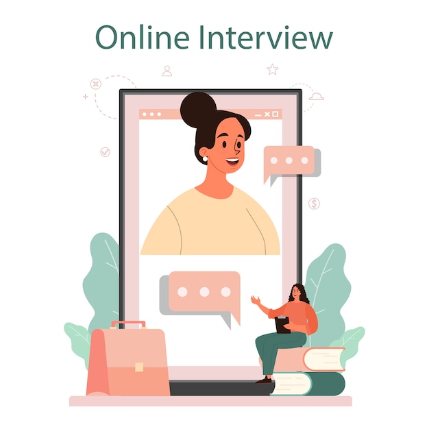 Job interview online service or platform.