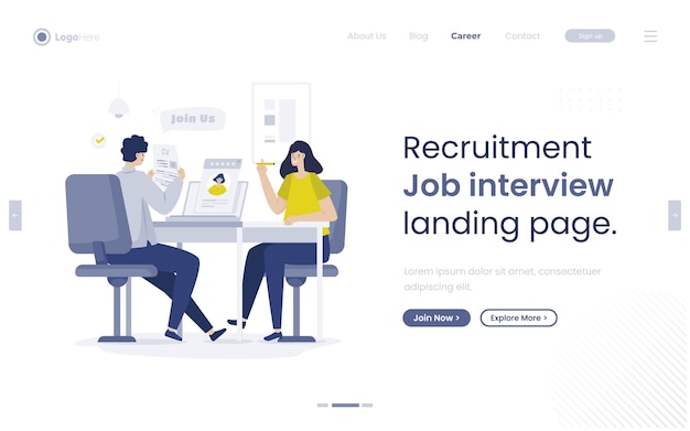 Vector job interview recruitment discussion illustration landing page