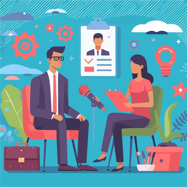 job interview for staff position flat illustration