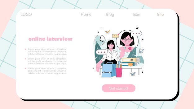 Веб-баннер или целевая страница собеседования при приеме на работу