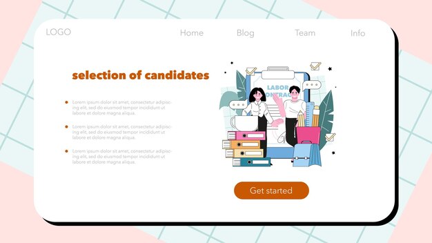 Vector job interview web banner or landing page recruitment and personnel