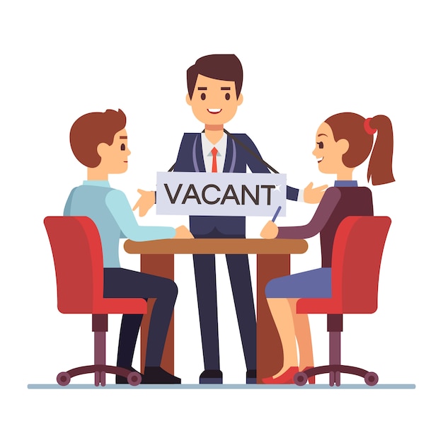 Job interview with hr managements man with table vacant