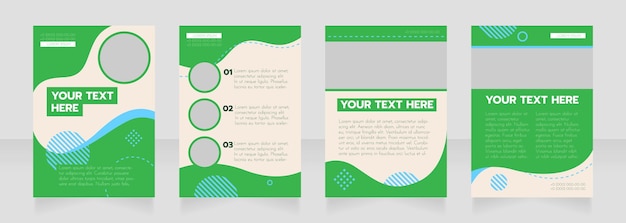 Job options green wavy blank brochure layout design. Service info. Vertical poster template set with empty copy space for text. Premade corporate reports collection. Editable flyer paper pages