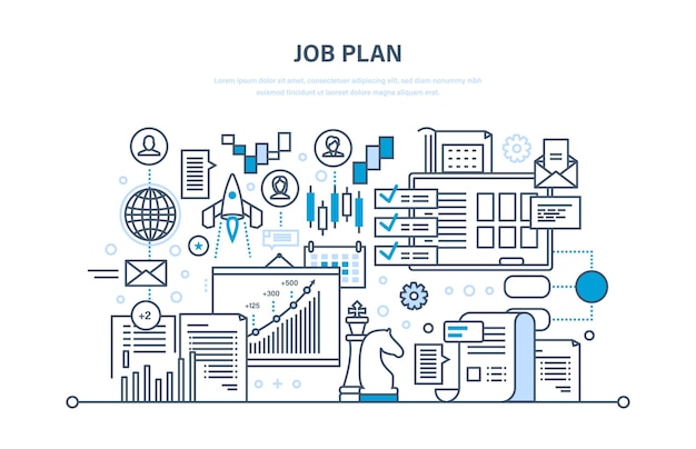 Job plan concept Time management planning marketing organization Business strategy