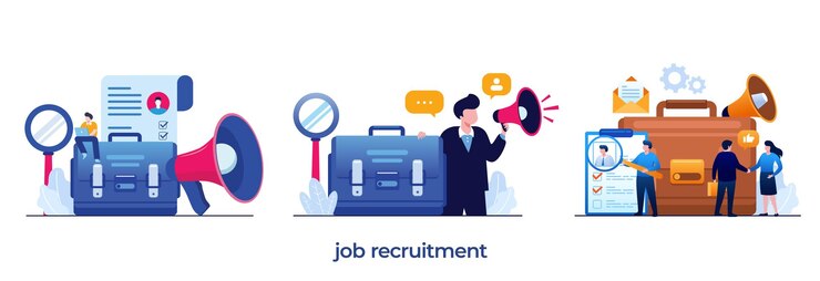 Vector job recruitment hiring job agency career we are hiring recruit employment flat design illustration