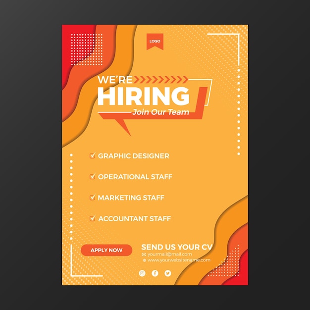 Job recruitment vector poster design in modern style