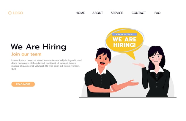 Concetto dell'illustrazione del modello del sito web di reclutamento di lavoro