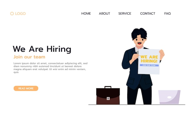 job recruitment website mockup illustration concept
