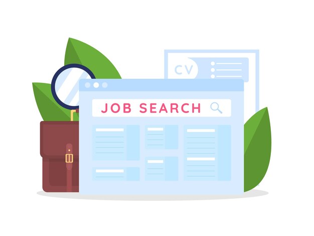 Job search flat concept illustration