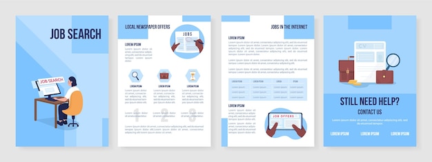 Job search flat vector brochure template