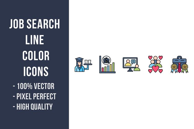 Иконки цвета линии поиска работы