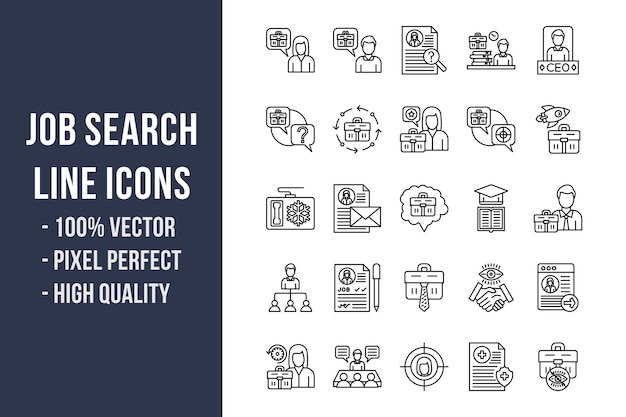 Job Search Line Icons