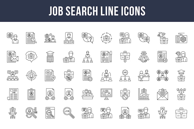 Vector job search line icons