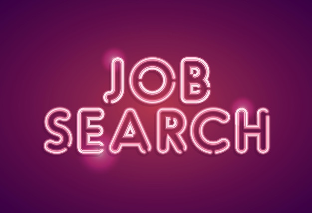 Job Search neon werkgelegenheid teken