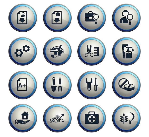 Job search vector icons for web and user interface design