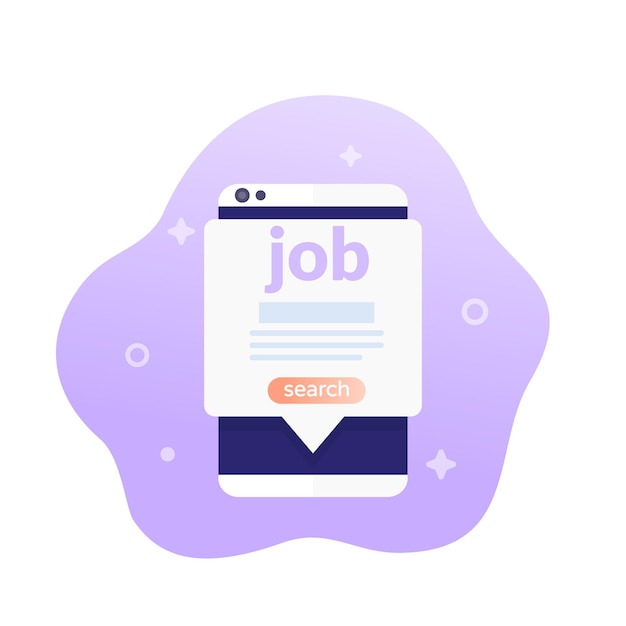 Job search with a phone app vector art