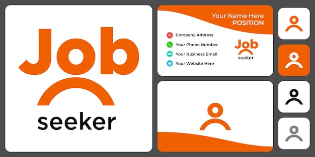 Job seeker logo design with business card template.