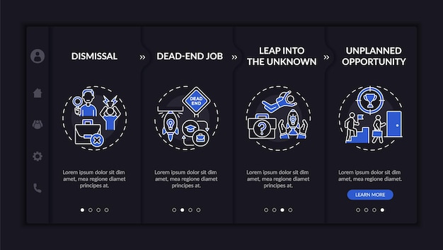 Job transition reasons onboarding template dark theme