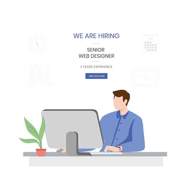 Job vacancy background and we are hiring post illustration