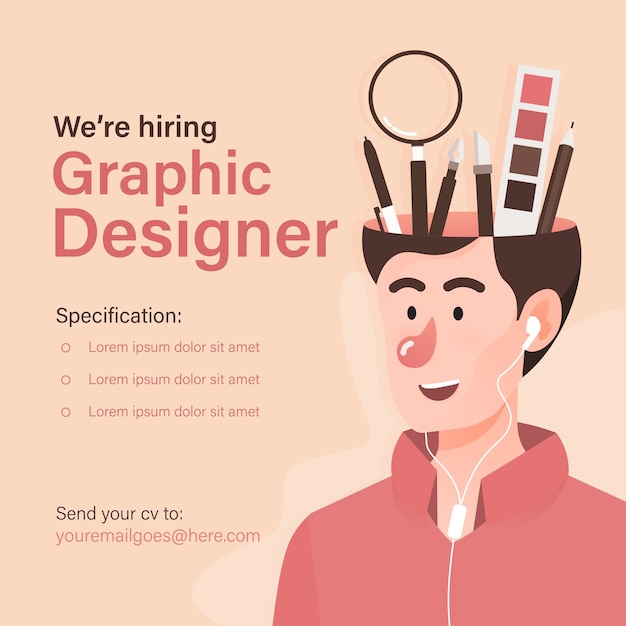 Job vacancy banner template for graphic designer