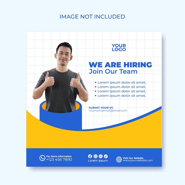 Job vacancy square banner or social media template