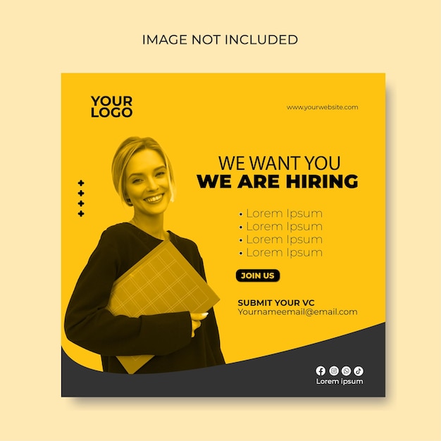 Job vacancy square banner or social media template