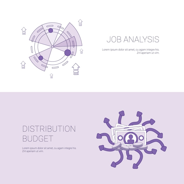 Jobanalyse en budget distributie concept sjabloon webbanner met kopie ruimte