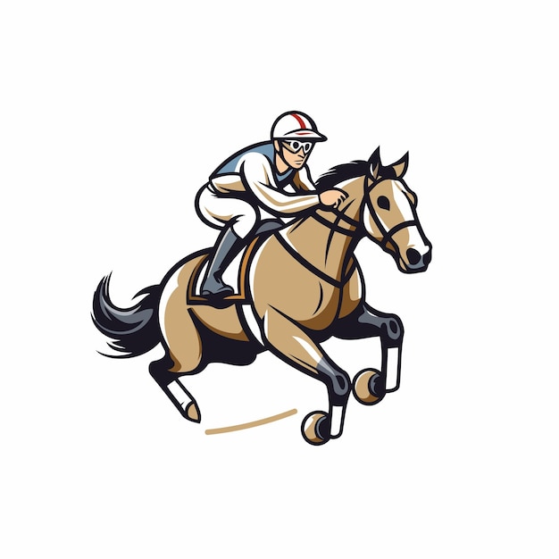 Jockey on horse jockey riding a horse vector illustration