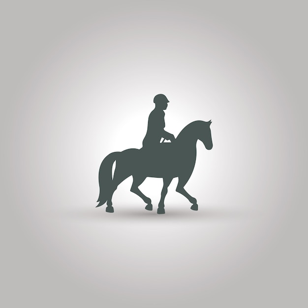 Jockey and horse silhouette vector illustration isolated