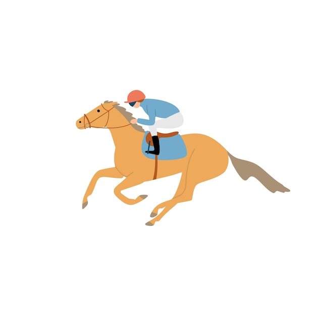 Вектор Жокей едет на лошади на высокой скорости простая векторная иллюстрация